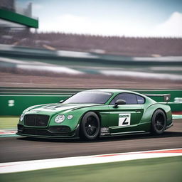 A high-resolution image of a Bentley Le Mans car racing on the iconic Le Mans circuit