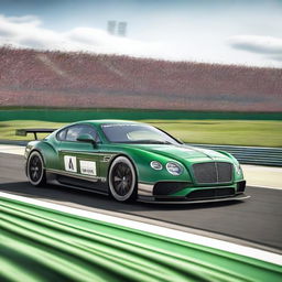 A high-resolution image of a Bentley Le Mans car racing on the iconic Le Mans circuit