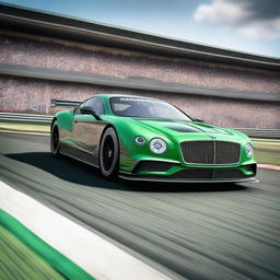 A high-resolution image of a Bentley Le Mans car racing on the iconic Le Mans circuit