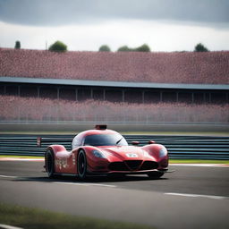 A high-resolution image of a Mazda Le Mans car racing on the iconic Le Mans circuit