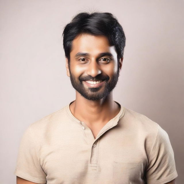 Generate an image of an Indian man who is 30 years old with a thin build