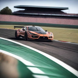 A high-resolution image of a Cupra Le Mans car racing on the iconic Le Mans circuit