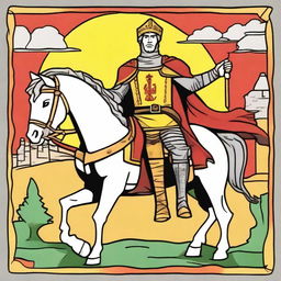 Create an image of El Cid Campeador designed for 12-year-old children