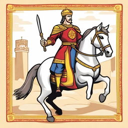 Create an image of El Cid Campeador designed for 12-year-old children