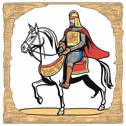 Create an image of El Cid Campeador designed for 12-year-old children