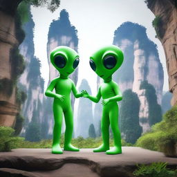 Two aliens who have landed on Earth in Zhangjiajie