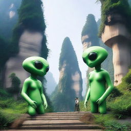 Two aliens who have landed on Earth in Zhangjiajie
