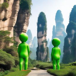 Two aliens who have landed on Earth in Zhangjiajie