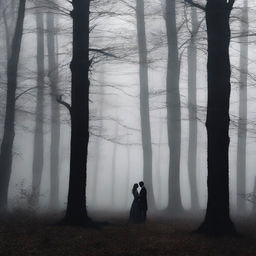 A captivating cover for a dark romance novel set in a forest