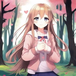 Create an image of an anime-style fantasy girl with long hair wearing a jacket