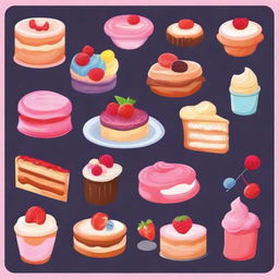 A beautiful and appetizing display of various desserts, including cakes, pastries, and cookies, arranged artistically