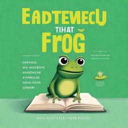 Create a book cover for a book titled 'Eat That Frog' with the subtitle '21 ways to do all work without losing interest'