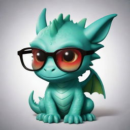 A chibi-style dragon wearing glasses