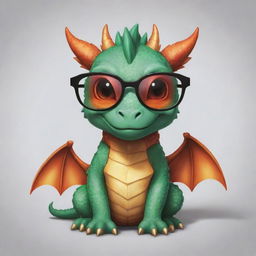 A chibi-style dragon wearing glasses