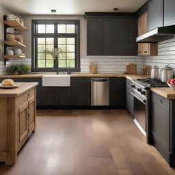 A beautifully redecorated kitchen featuring a rustic farmhouse style