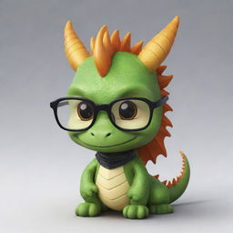 A chibi-style dragon wearing glasses