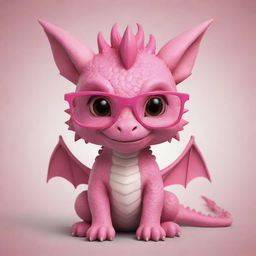 A chibi style pink dragon wearing glasses