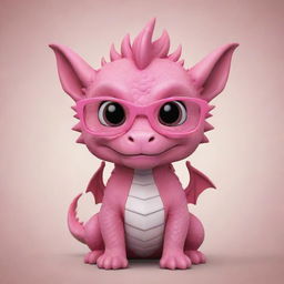 A chibi style pink dragon wearing glasses