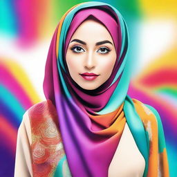 A beautiful woman wearing a hijab, depicted in a respectful and elegant manner