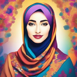 A beautiful woman wearing a hijab, depicted in a respectful and elegant manner