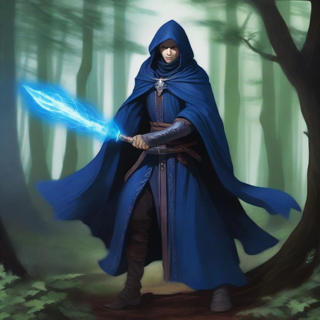 A male Kender warlock from the Dragonlance universe, wielding a magical rapier