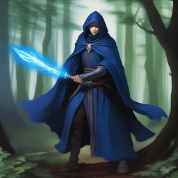 A male Kender warlock from the Dragonlance universe, wielding a magical rapier