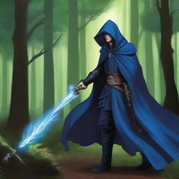 A male Kender warlock from the Dragonlance universe, wielding a magical rapier