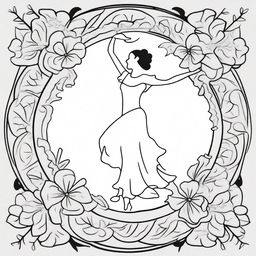 A simple mandala-style flamenco dancer designed for children's coloring books