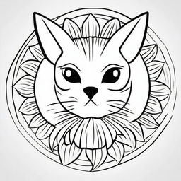 A simple mandala-style cat designed for children's coloring books