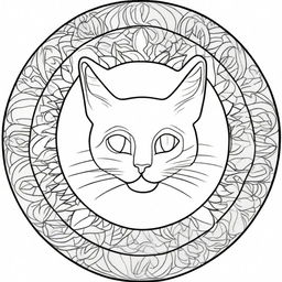 A simple mandala-style cat designed for coloring books