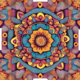 Create intricate and colorful mandala designs with symmetrical patterns and vibrant hues