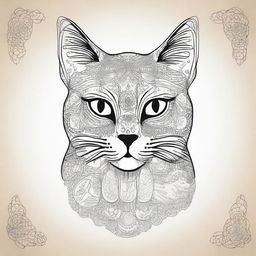 Create a simple cat illustration filled with an intricate mandala pattern