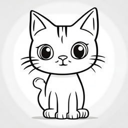 A cartoon-style cat designed for coloring books