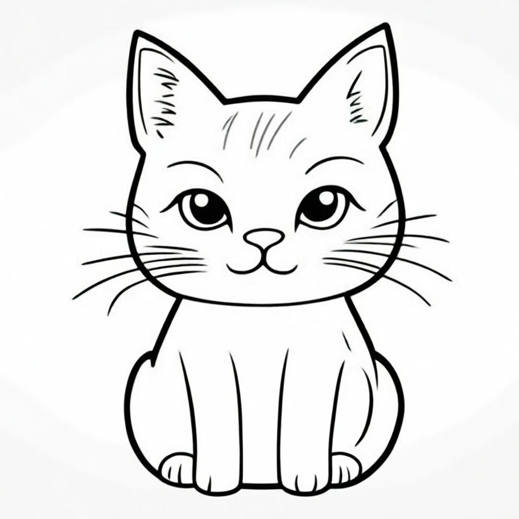 A cartoon-style cat designed for coloring books