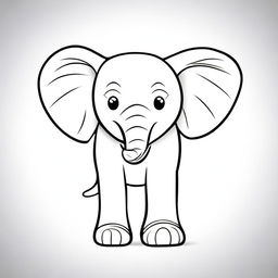 A cartoon-style elephant designed for coloring books