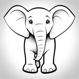 A cartoon-style elephant designed for coloring books