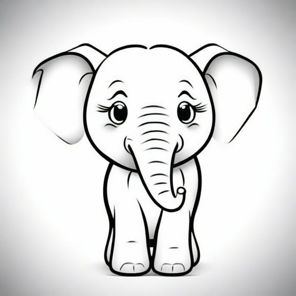 A cartoon-style elephant designed for coloring books