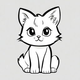 A cartoon-style kitten designed for coloring books