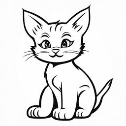 A cartoon-style kitten designed for coloring books