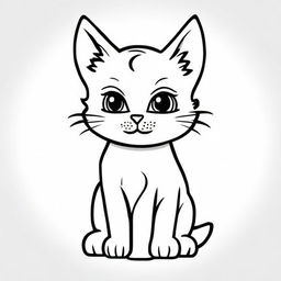 A cartoon-style kitten designed for coloring books