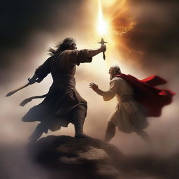 Create an ebook cover depicting a spiritual battle with biblical verses