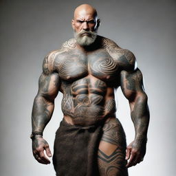 A bald, bearded goliath with stone-like skin and well-defined muscles