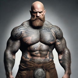 A bald, bearded goliath with stone-like skin and well-defined muscles