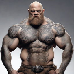 A bald, bearded goliath with stone-like skin and well-defined muscles