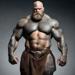 A bald, bearded goliath with stone-like skin and well-defined muscles