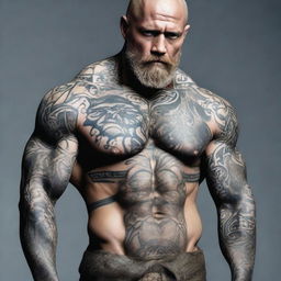 A bald, bearded figure with stone-like skin and well-defined muscles