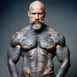 A bald, bearded figure with stone-like skin and well-defined muscles