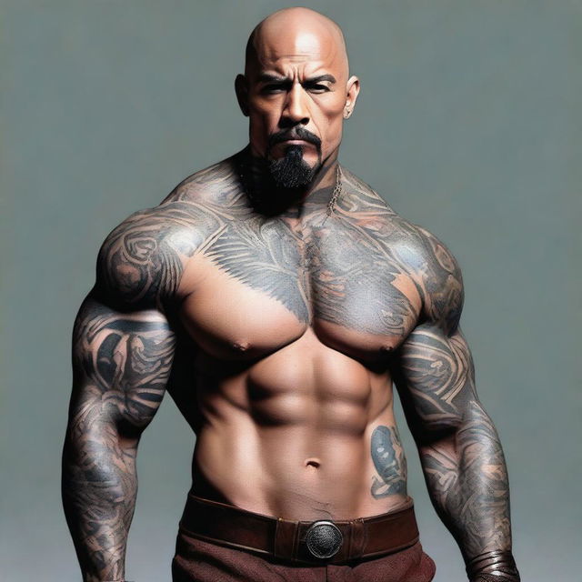 A bald, muscular figure with a goatee and rock-like skin