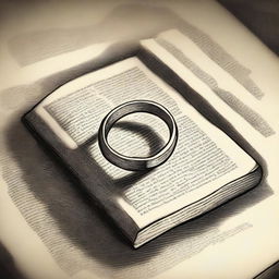 A drawing of a ring placed inside an open Bible