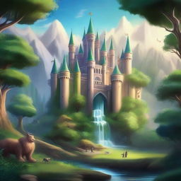 A fantasy landscape featuring a majestic alliance of kingdoms, with shimmering castles, lush forests, and mystical creatures